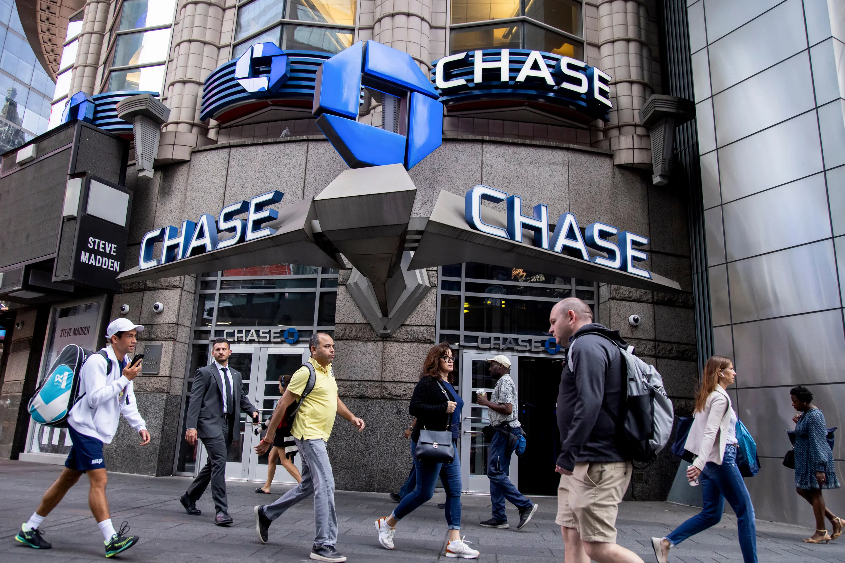 Chase bank branch with customers